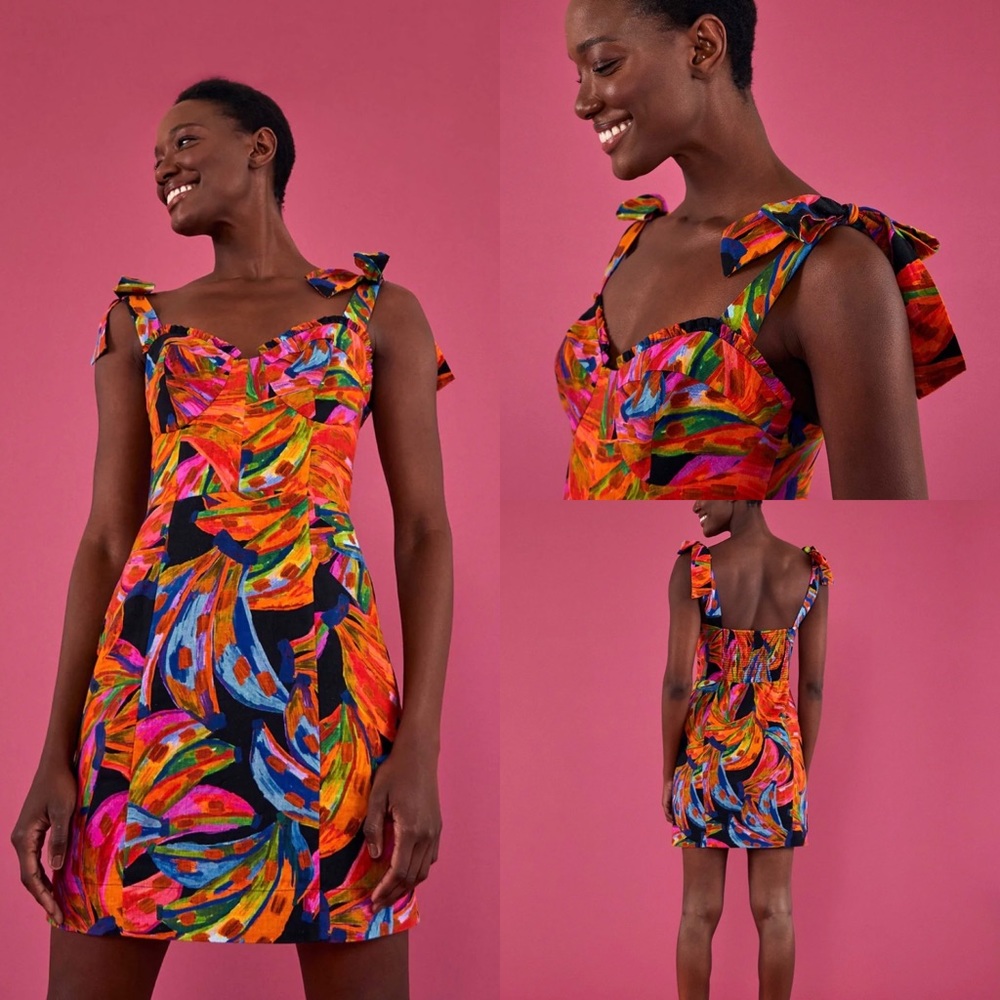 Farm Rio Rainbow Bananas Mini Dress NWT - Large